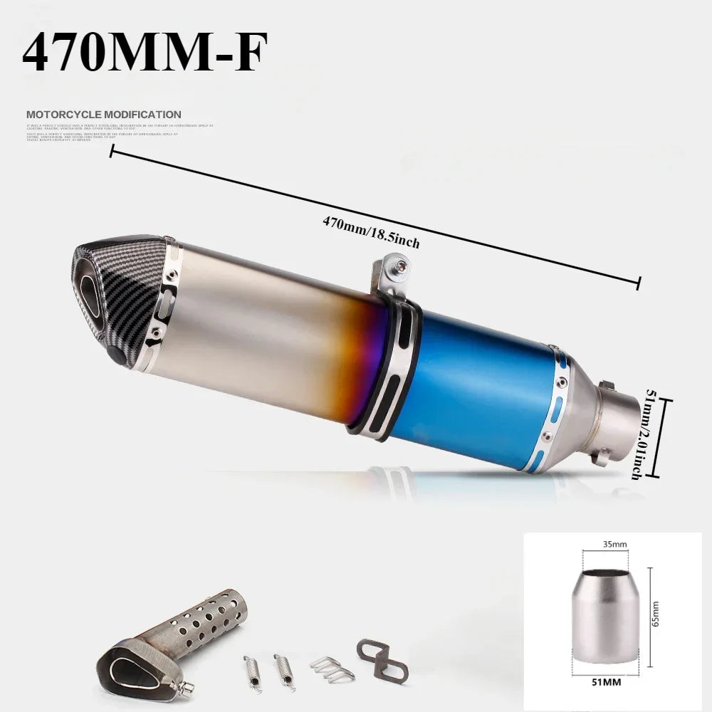 Tubo de escape da motocicleta 51mm com silenciador modificar motocross silenciador para Z400 250 R15 R3 sujeira pit bike scooter