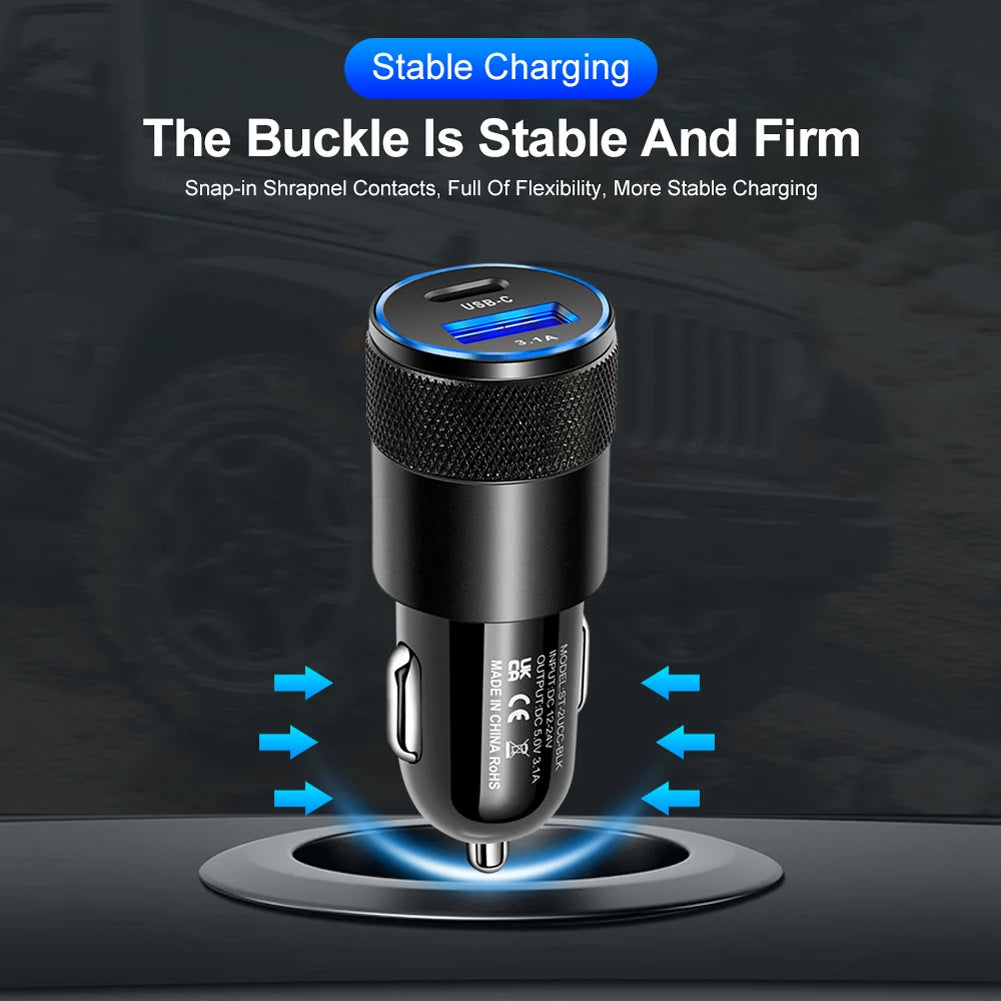 1pcs 65W USB Car Charger  Quick Charge 3.0 Type C  Fast   Charging Phone Adapter  Quick Chargers Automobile Parts