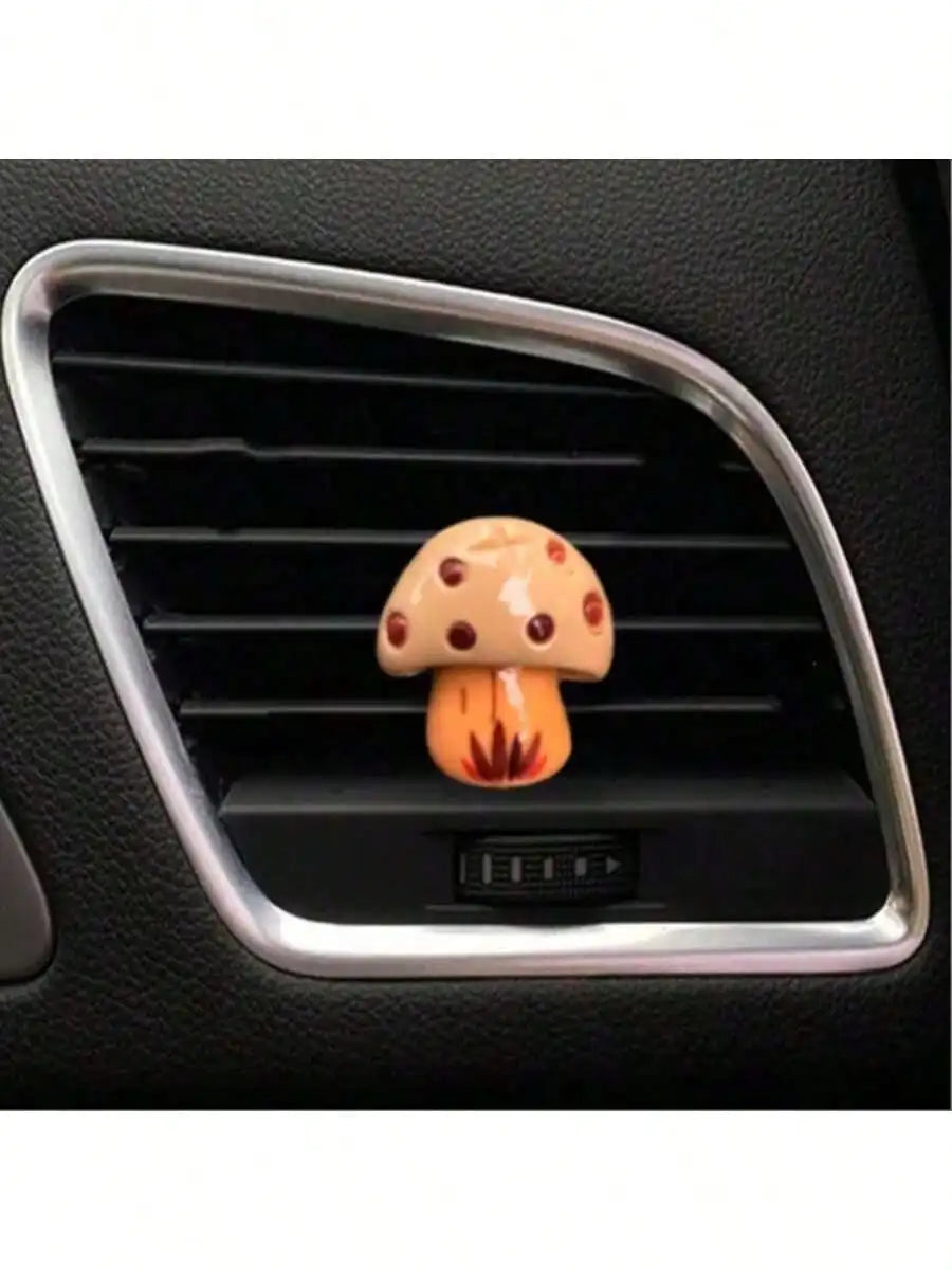 4pcs Car Interior Accessories With Cute Mushroom Decorations On The Air Vents Add Vitality To The Car Interior