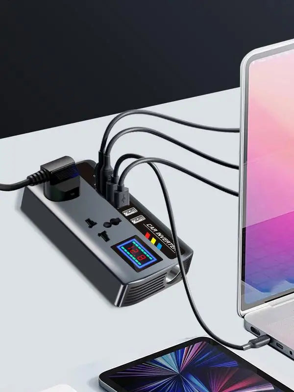 Converter for Car Outlet for Car 12V/24V to 220V Fast Charging Ports Portable Automotive Charger Inverter 3 USB Ports for Adults