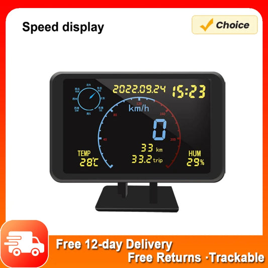 Digital GPS Speedometer Odometer 4.7 inch LCD Display HUD Display with Over Speeding Alarm for All 5-24V Vehicle head up Display