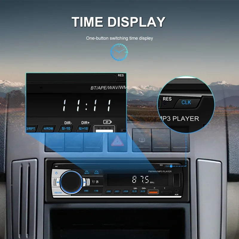 Car Radio 1 din Stereo Player Digital Bluetooth Car MP3 Player FM Radio Stereo Audio Music USB/SD with In Dash AUX Input