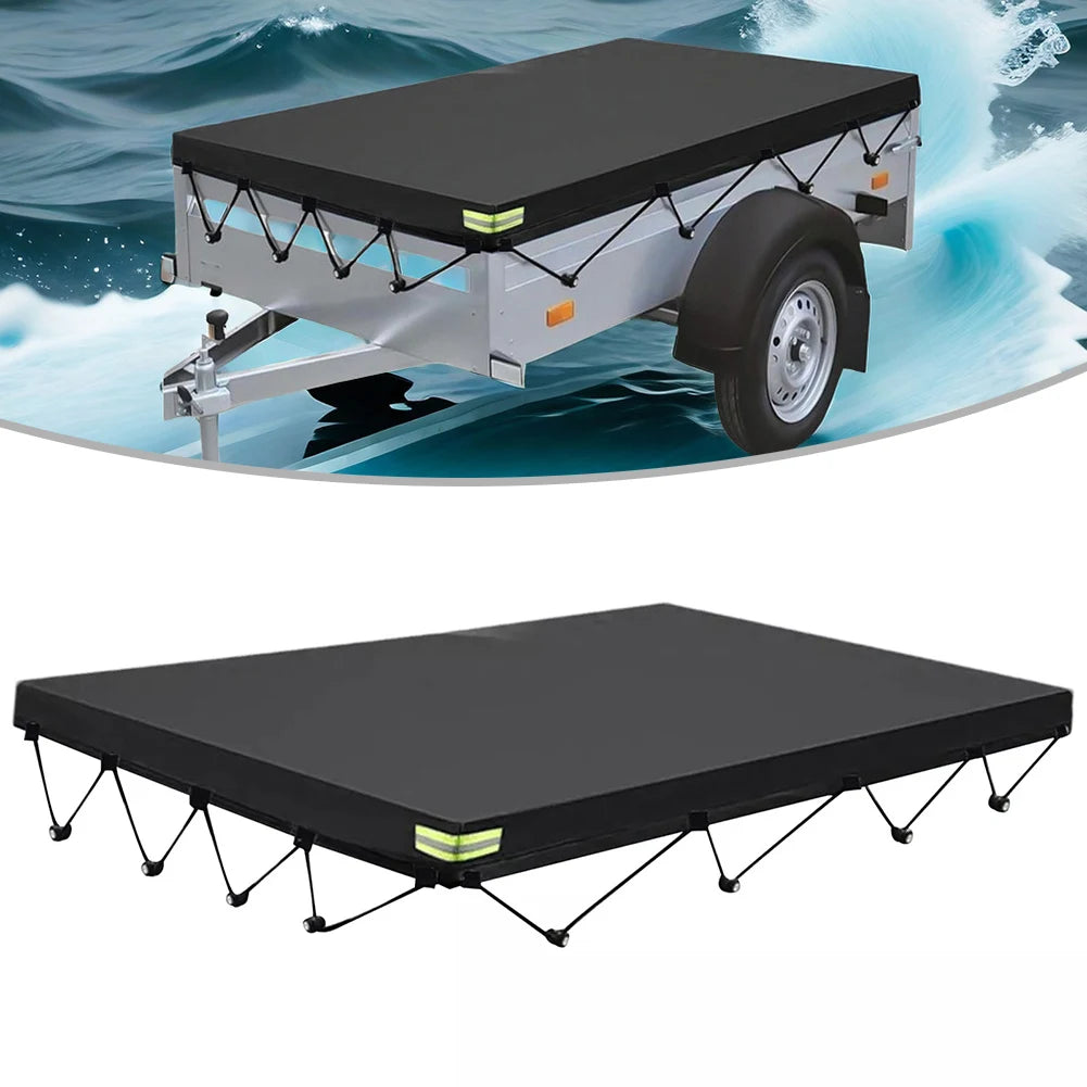 Waterproof Cover Trailer Tarpaulin Cargo Covering Custom Fit Coverage Elastic Webbing Multi-Purpose Use Protective Cover