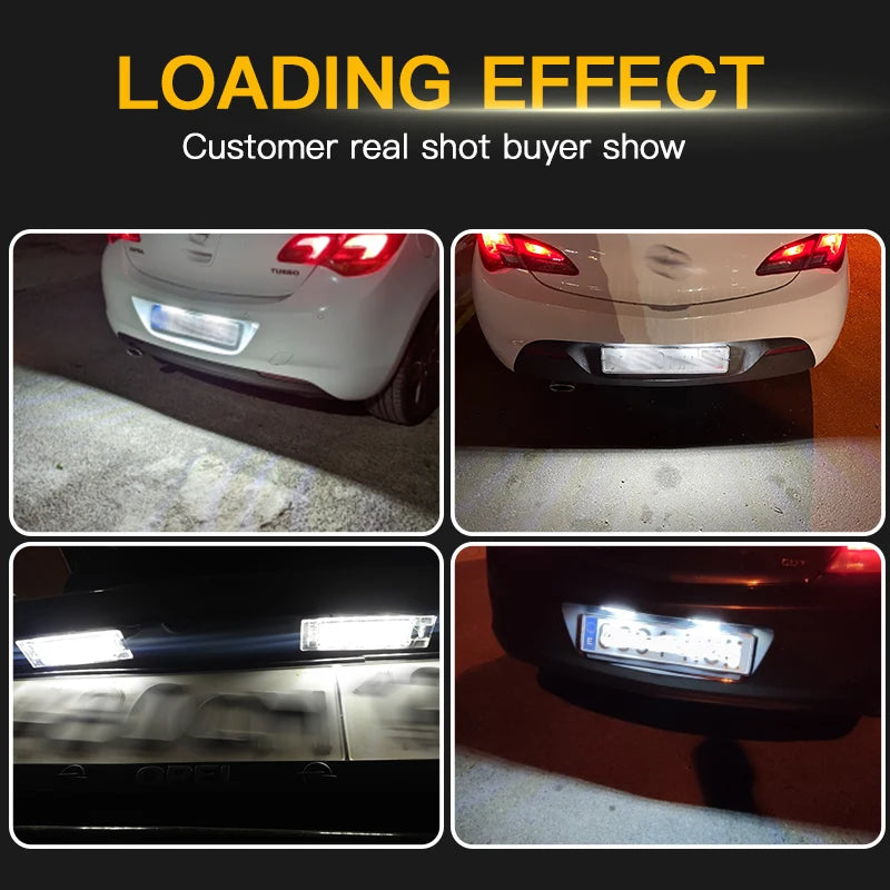 LED License Plate Light For Opel Vectra C Astra J H Zafira B Insignia Corsa C D Meriva A Tigra B 2Pcs Canbus Number Plate Lamp