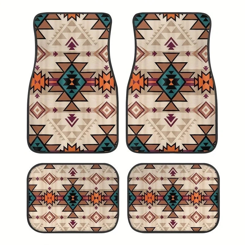 4PCS/Set Car Floor Mats Car Floor Protector Bohemia Carpet Rugs Universal Auto Foot Pad Set Auto Accessories Car Decoration