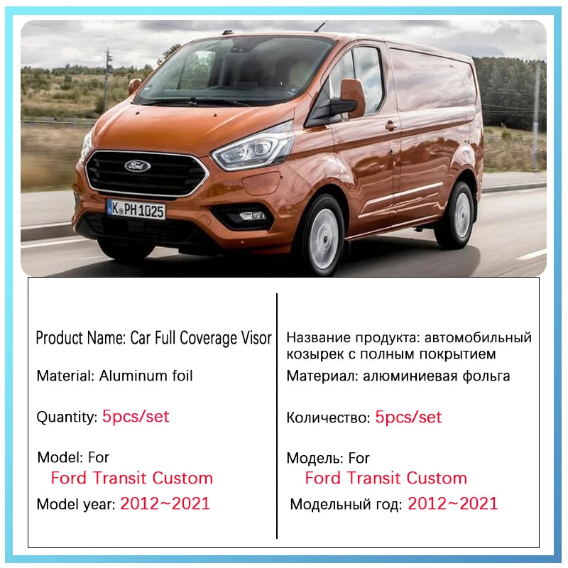 Full Covers Sunshades For Ford Transit Custom Tourneo 2012~2021 Car Sunshade Protection Windshield Window Visor Car Accessories