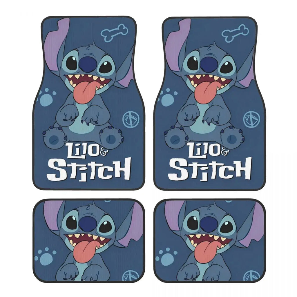 Stitch Car Floor Mats Carpet Set of 4 Anti-Slip Universal Automotive Floor Mat Fit for Sedans Cars