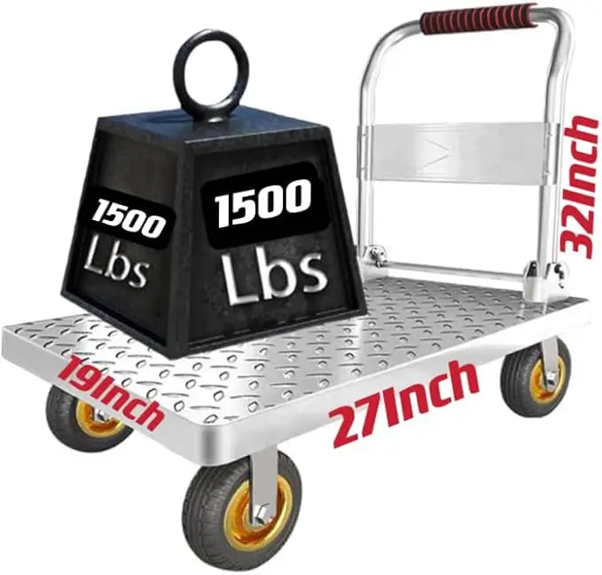 Durable 500kg Metal Flatbed Hand Truck Carts Silent Foldable Platform Trolley Four-Wheel For Carrying OEM Customizable Mesh
