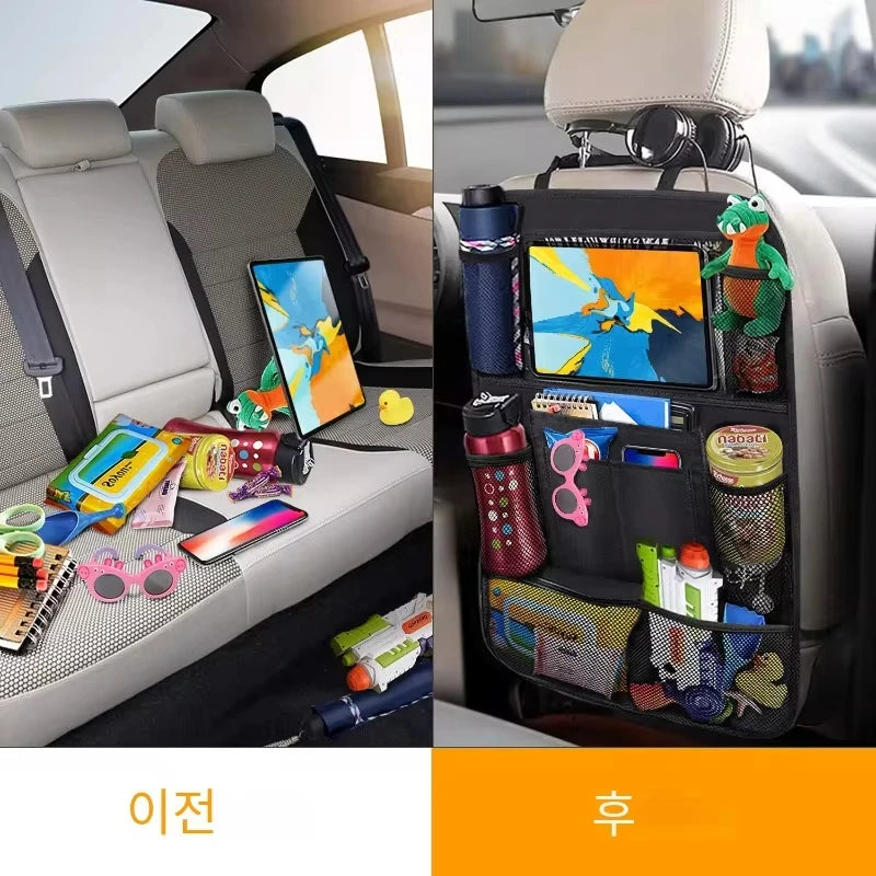 Car Seat Organizer Multi-functional Oxford Fabric Car Back Multi Pocket Storage Bag with Tablet Holder Car Interior Storage