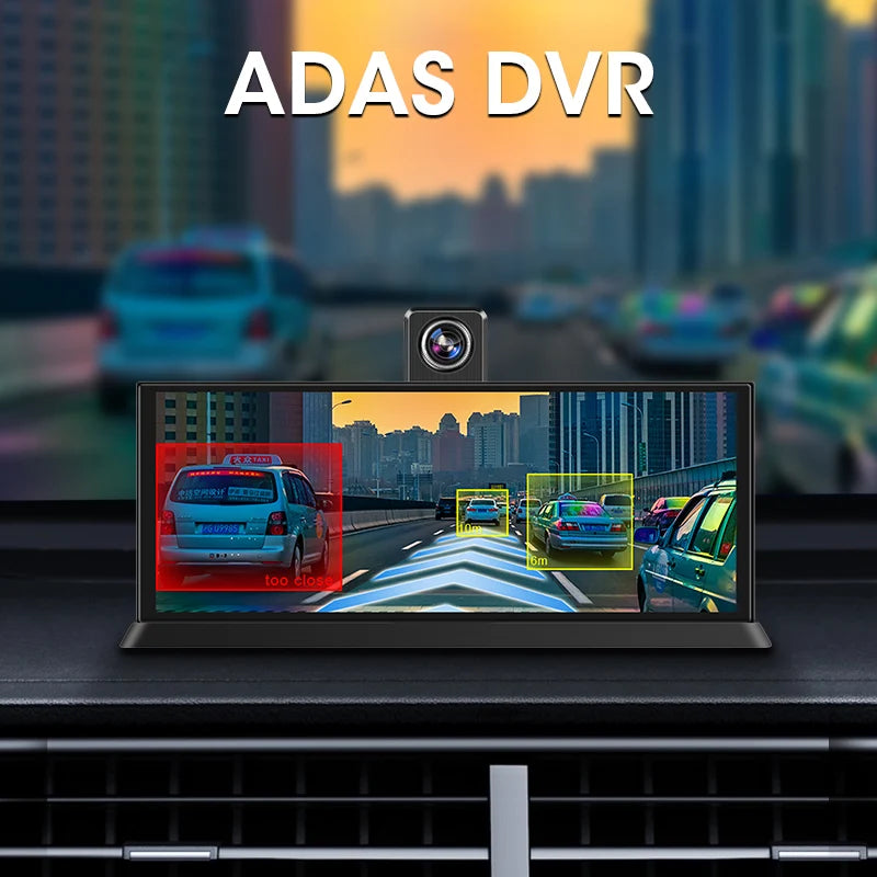 10/11.26" 4K ADAS Car DVR 360° Rotate Dashcam 1080P Rear Camera Wireless Carplay&Android Auto Adas GPS Navigation Dual Recording