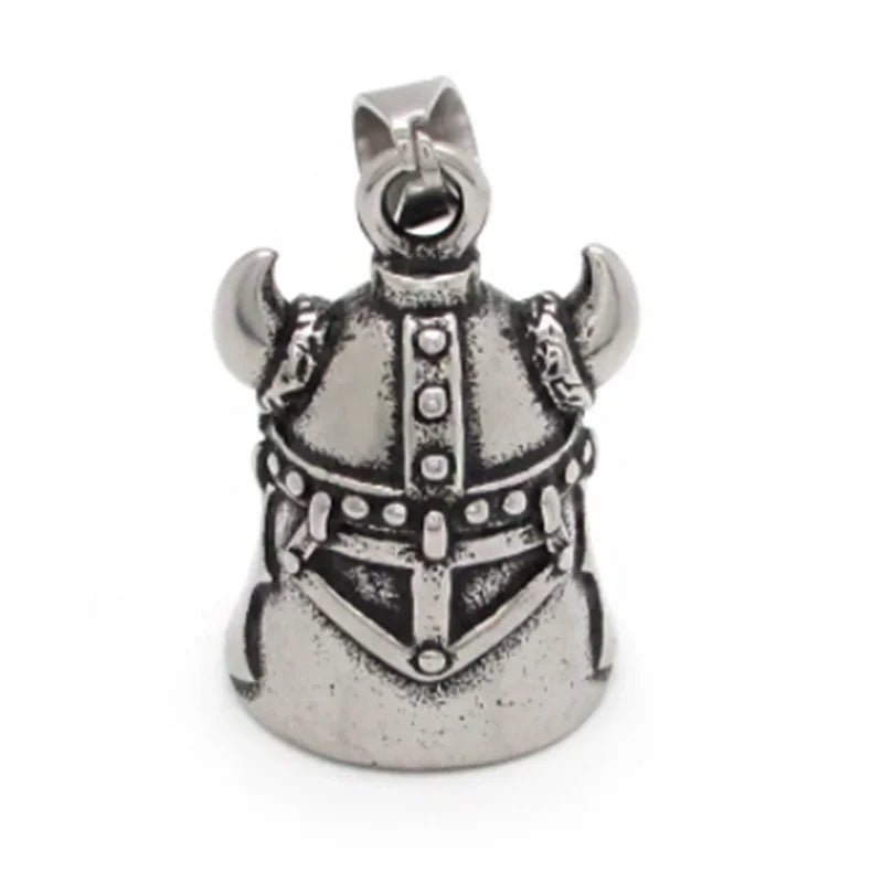 Collar con colgante de campana de calavera dominante punk retro adecuado para hombres, accesorios de ciclismo y motocicleta, regalo