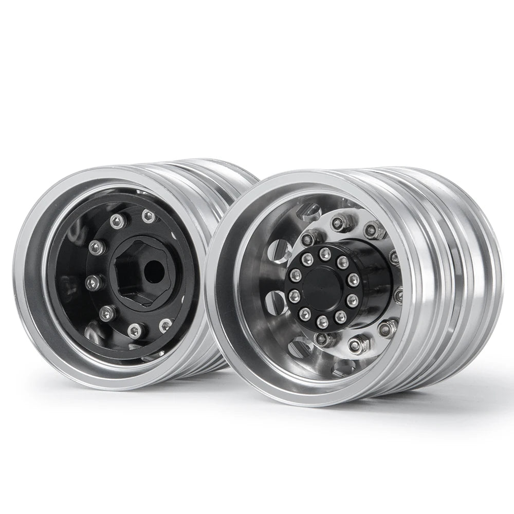 AXSPEED 4PCS Front Rear Wheel Rim Hubs Rubber Tyres with Foam Inserts for 1/14 Tamiya Truck Trailer Tractor RC Car Tires