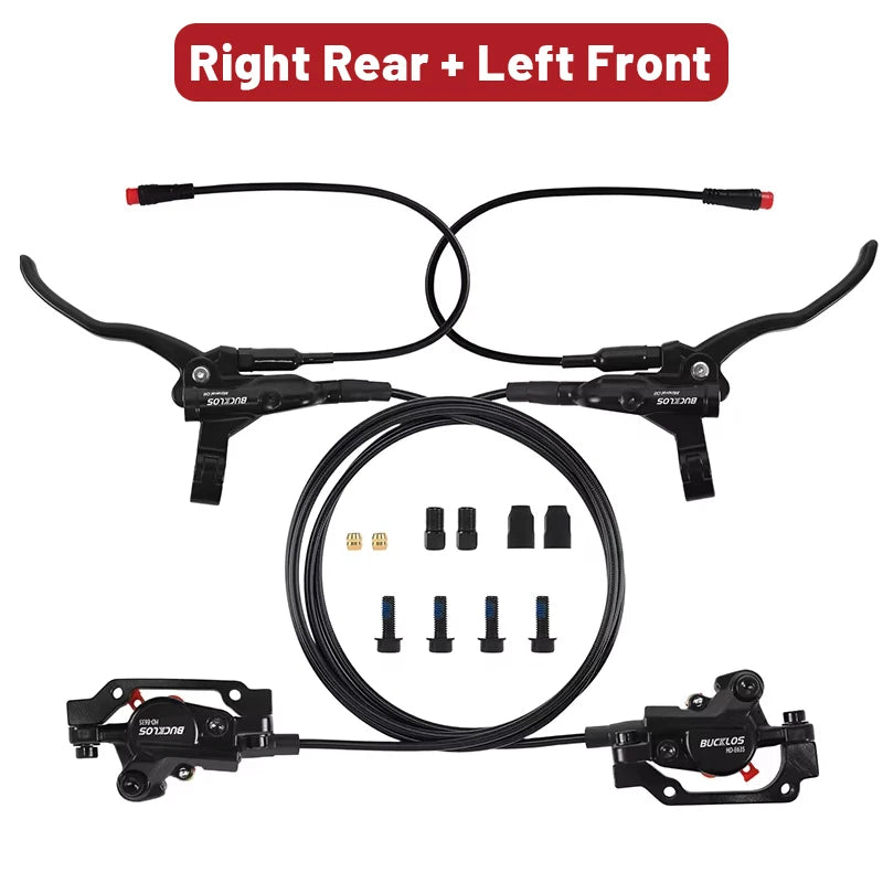Frenos de bicicleta eléctrica BUCKLOS Power Off de 2 pistones con rotor G3, juego de frenos de disco hidráulicos para bicicleta eléctrica, frenos de bicicleta de aleación de aluminio