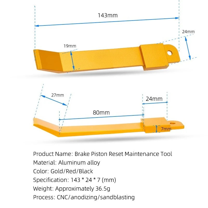 Brake Piston Maintenance Tool Piston Protrusion Reset Tool Aluminum Bicycle Tool For Single Side Clamping of piston Cycling part