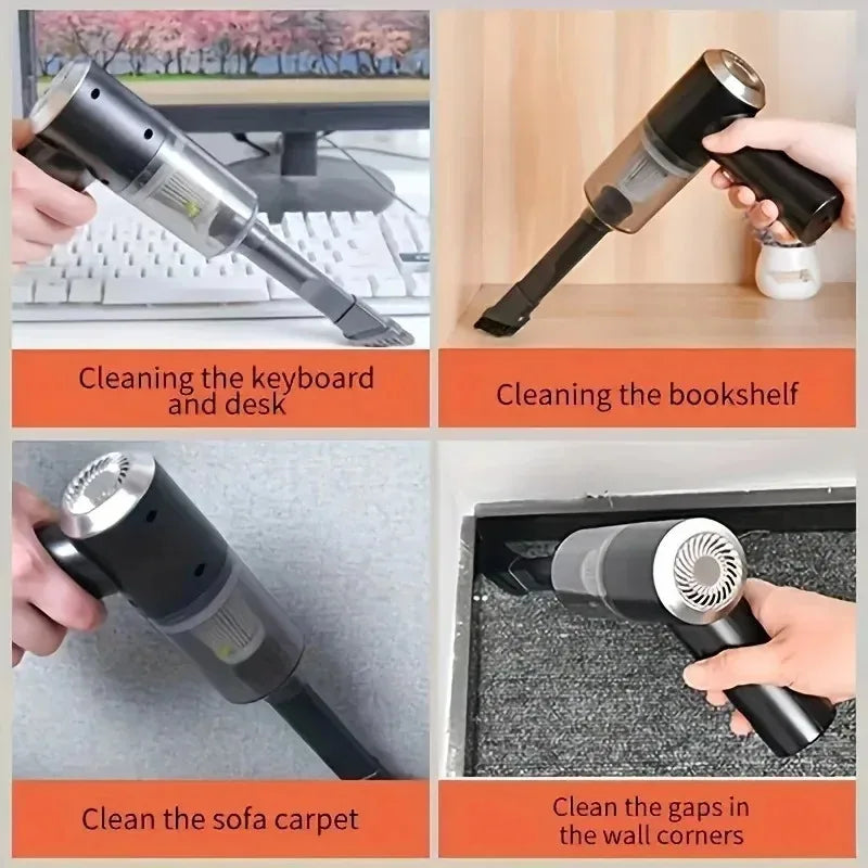 Wireless Car Vacuum Cleaner USB Charging 1200mAh Portable Cleaning Appliance Mini Wet and Dry Blow Vacuum Cleaner Household 2026