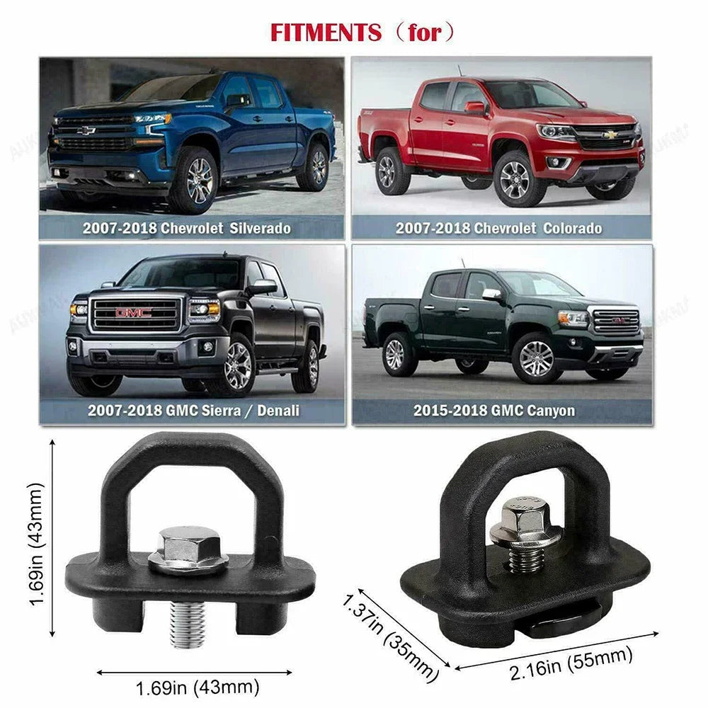 Red/Blue/Black Truck Bed Side Wall Anchors 4Pcs Set Tie Downs Anchor For Chevy Silverdo Pickup Anchor Truck Bed Easy To Use
