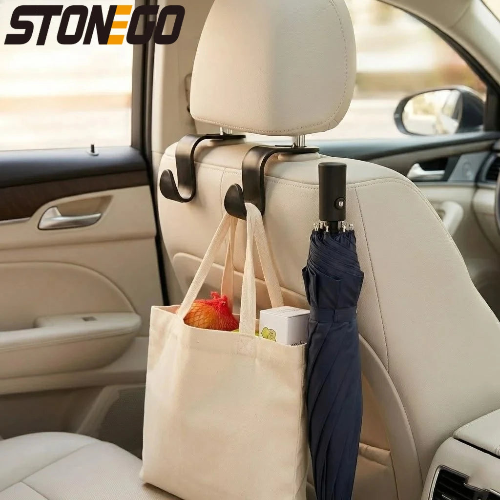 Car Back Seat Headrest Hook Organizer for Groceries Handbags Umbrellas Auto Accessories Storage Solution
