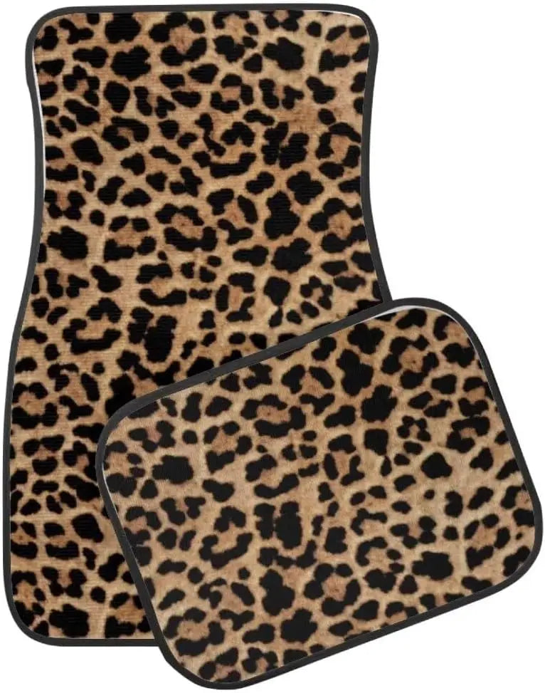 Leopard Print 4pcs or 2pcs  All-Weather Car Mats - Front & Rear Universal Fit for SUVs, Limos & Trucks - Unisex Design