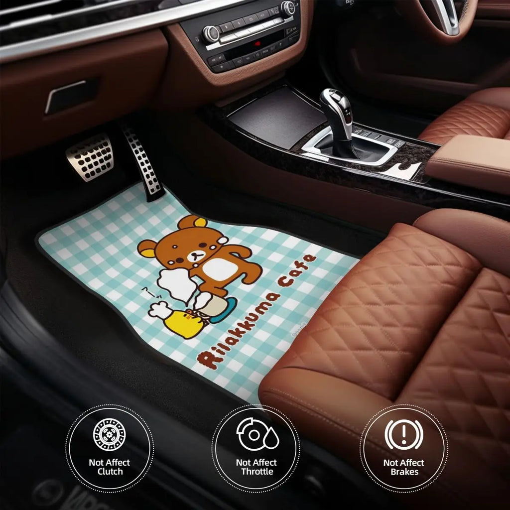 Rilakkuma Car Floor Mats Carpet Set of 4 Anti-Slip Universal Automotive Floor Mat Fit for Mid Trucks