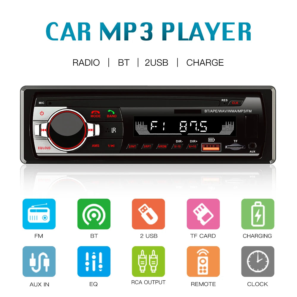 REAKOSOUND Autoradio 1 Din Bluetooth Radio Car  AUX-IN MP3 Player FM USB Auto Stereo Audio Stereo Digital Audio FM Music Stereo