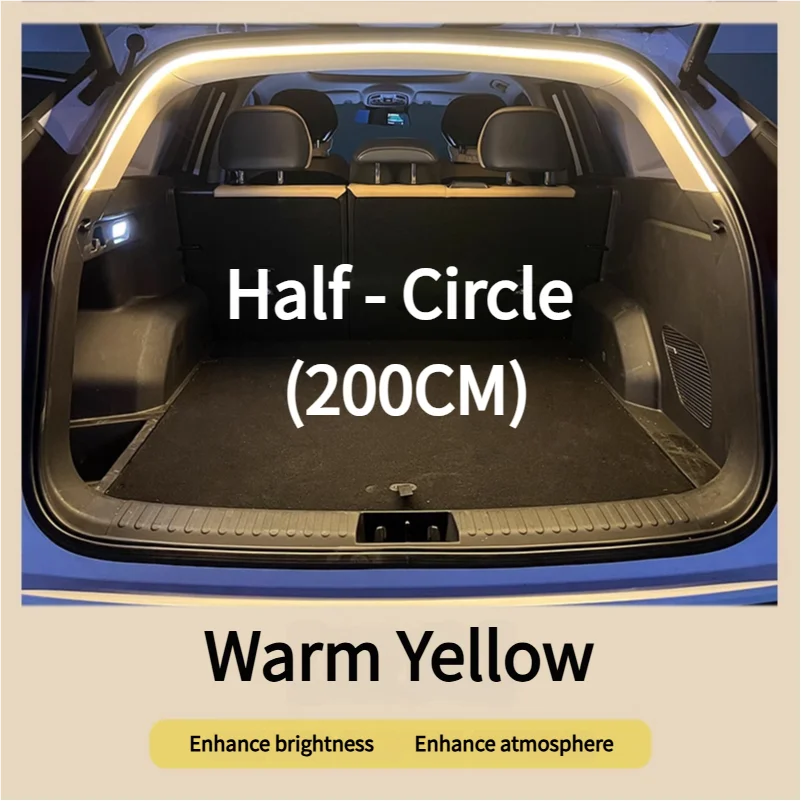 Car Trunk Led Light Strip Waterproof PVC Flexible Ambient Light Strip Automatic On/Off Hidden Installation Universal for Suv/Mpv