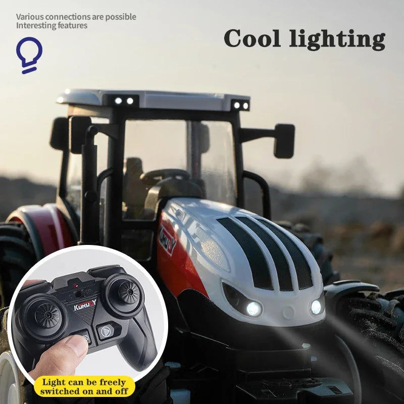 Camión tractor con remolque RC 1/24, vehículo agrícola eléctrico de ingeniería de 2,4 G, cosechadora, equipo agrícola, juguetes para niños, regalos.