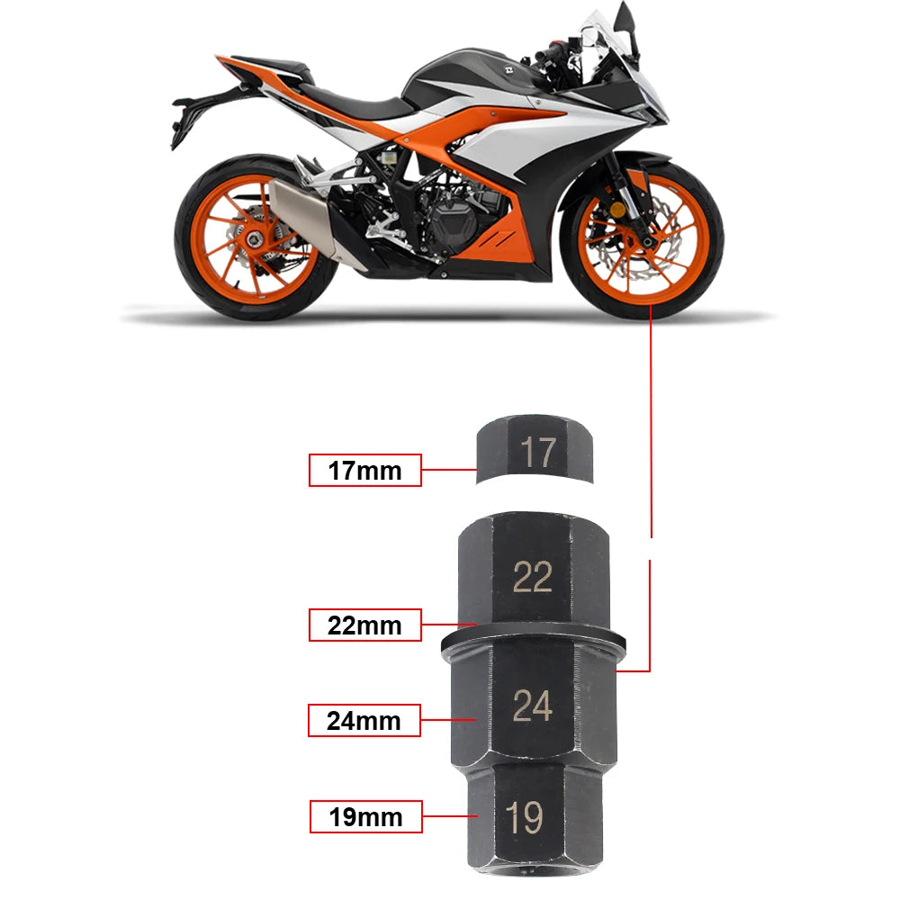 Professional 4-In-1 Durable 3/8 inch Antirust Versatile Multifunction Multi Purpose Motorcycles Hex Axle Tool 17 19 22 24mm