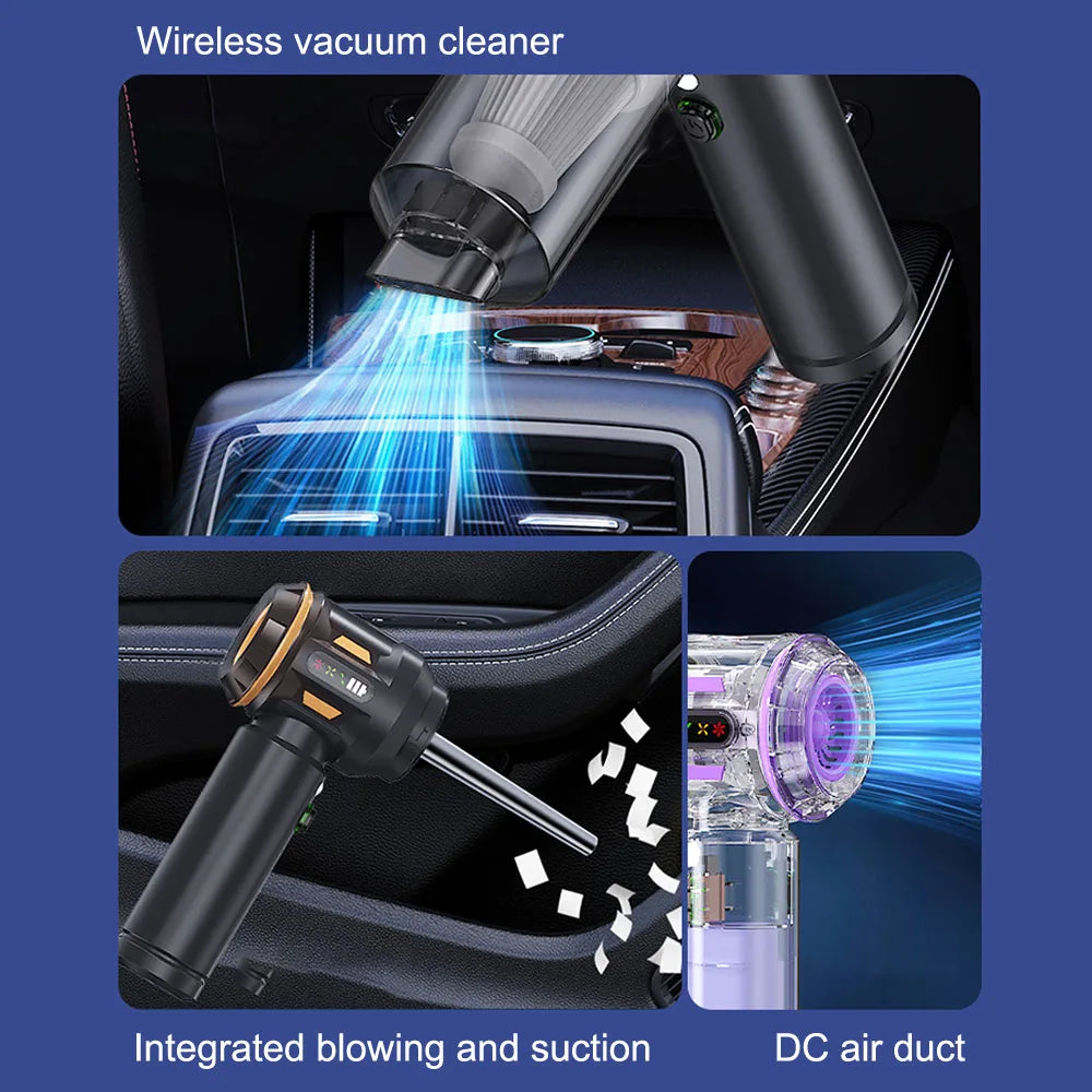 4 In 1 Strong Blowing/Suction Car Vacuum Cleaner Handheld Vaccum Cleaners Wireless LED Indicator Quick Inflation Air Duster
