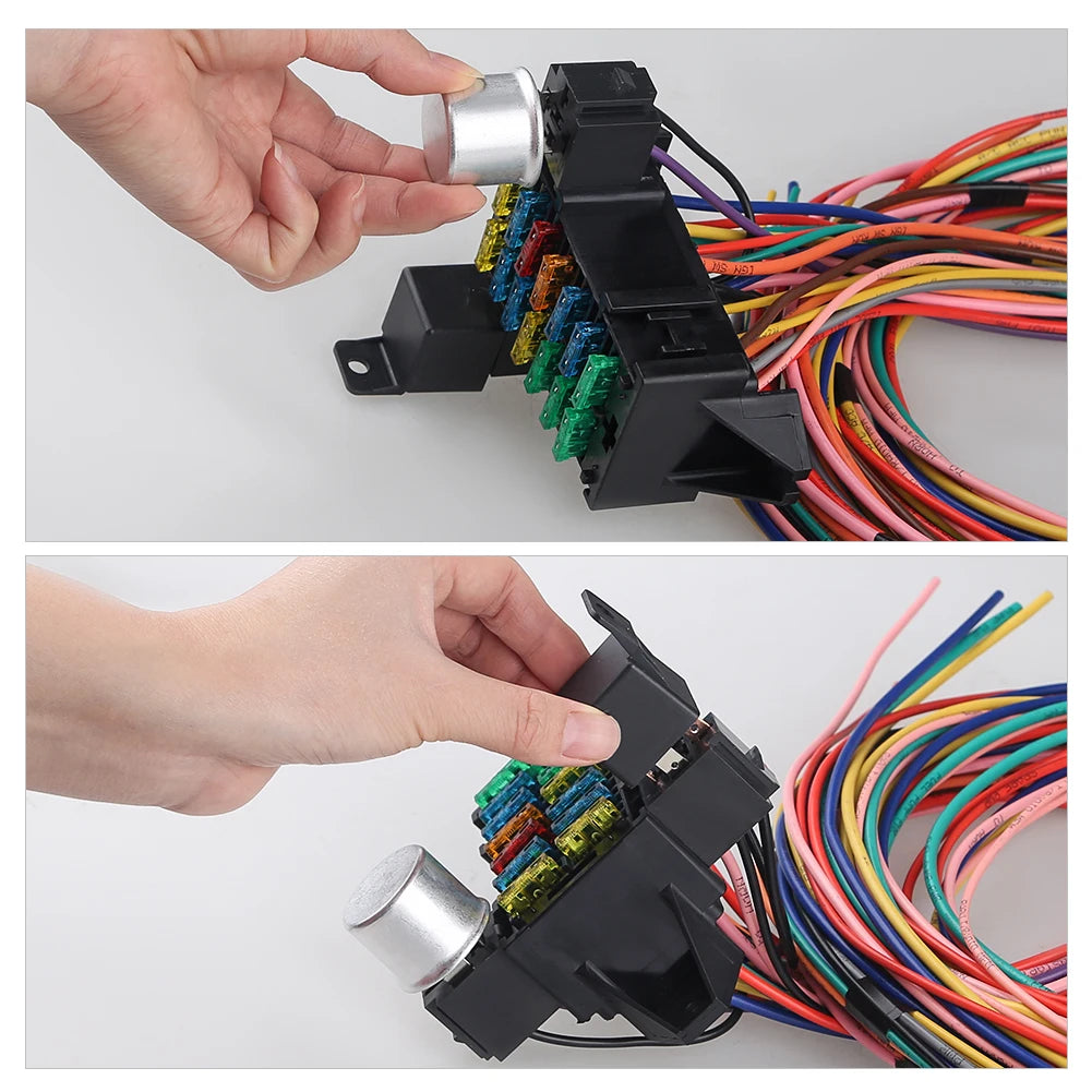 14 Circuit Wiring Harness Kit Car Modification Circuit 14 Fuse For Chevy Ford Chrysler Mopar Muscle Car Electrical Wire Harness