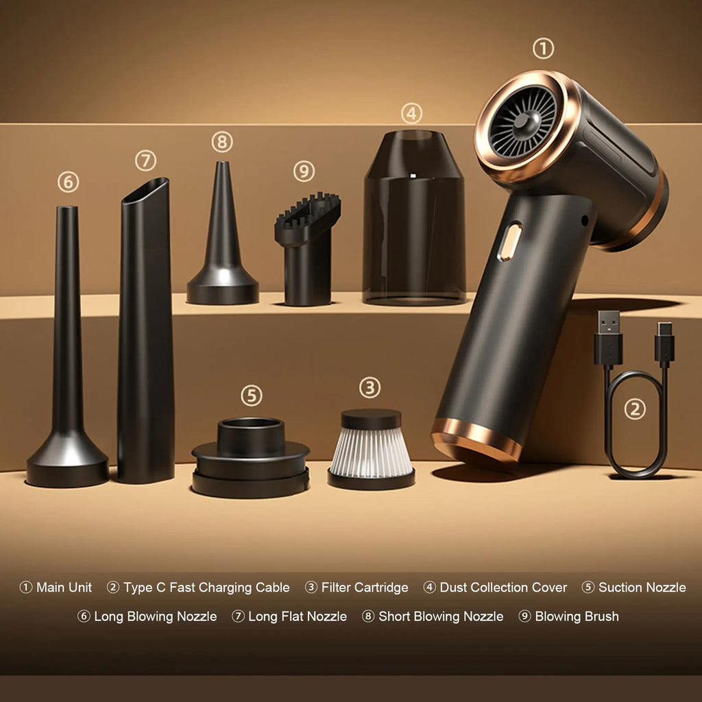 4 in 1 Handheld Vacuum Cleaner 45000PA Cordless Vacuum Car Air Duster Type C Charging with Washable Filter for Home Office Pet