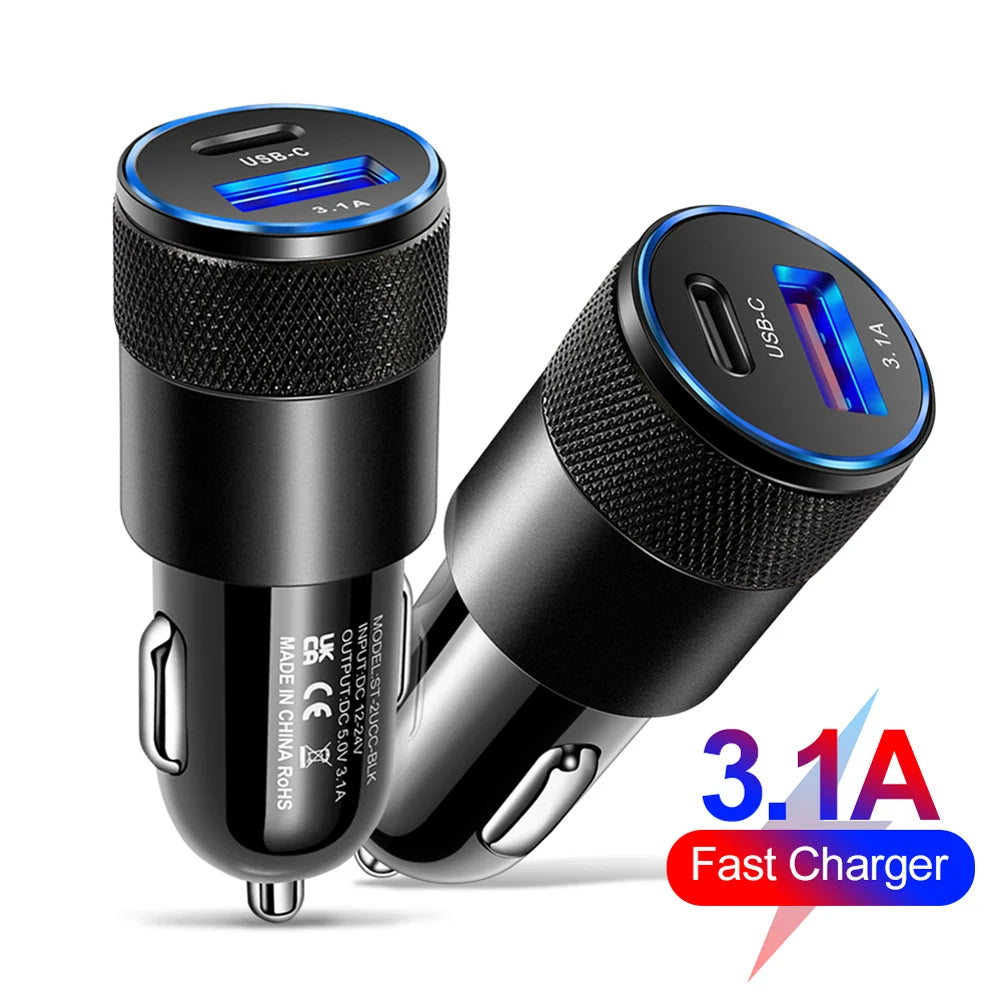 1pcs 65W USB Car Charger  Quick Charge 3.0 Type C  Fast   Charging Phone Adapter  Quick Chargers Automobile Parts
