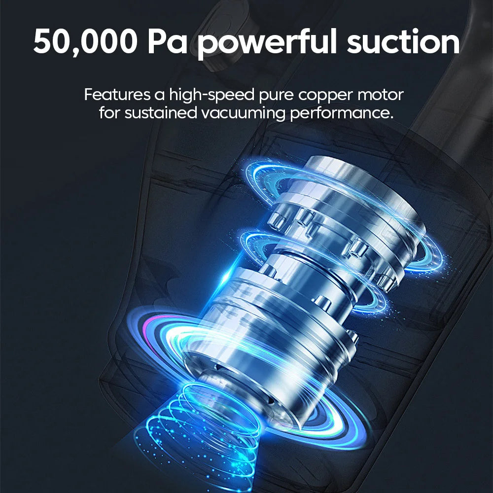 50000Pa Hurricane Suction Car Vacuum Cleaner 38000RPM Pure Copper Motor Dual-Purpose Home & Car Vacuum with Triple Filtration