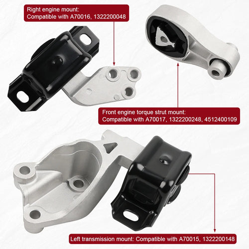 3pcs Engine Motor Mount Transmission Mount for Fortwo 2011-2015 L3 1.0L DOHC Petrol 2008-2015 L3 1.0L SOHC Petrol 2008-2009