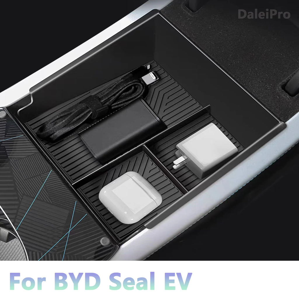 Car Center Console Organizer Tray For BYD Seal 2023 2024 Atto 4 EV Layered Storage Box Armrest Organizer Box TPE Car Accessories