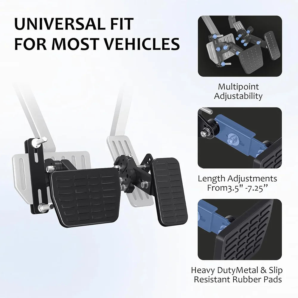 Accelerator and brake pedal extenders suitable for cars, go karts, and toy cars