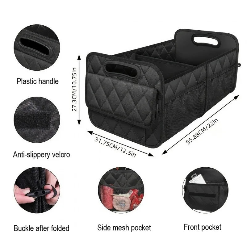 Car Trunk Organizer for SUV, Car Storage with 6 Pocket, Car Accessories for Women/Men 50L Waterproof Trunk Organizer