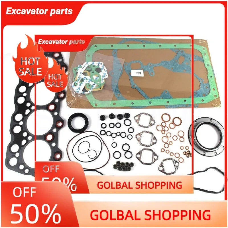 SINOCMP 4D31 4D31T Engine Gasket Kit Excavator Parts for Fuso Canter FE FG Trucks&Excavators Mitsubishi Engine, 3 Month Warranty