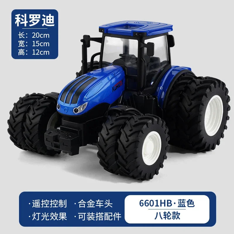 Camión tractor con remolque RC 1/24, vehículo agrícola eléctrico de ingeniería de 2,4 G, cosechadora, equipo agrícola, juguetes para niños, regalos.