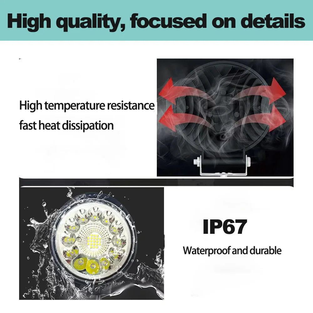 Car LED Light Bar 99W LED Work Light  Round Square Off Road Spotlight for Jeep Truck ATV 4X4 Car ATV Barra LED Headlights 12-24V
