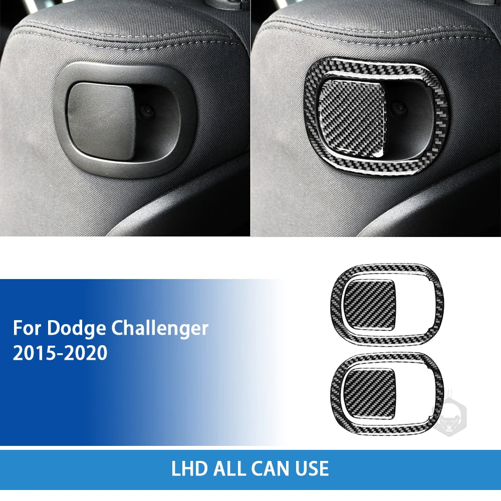 For Dodge Challenger 2015 2016 2017 2018 2019 2020 Accessories Carbon Fiber Car Interior Seat Back Panel Trim Sticker