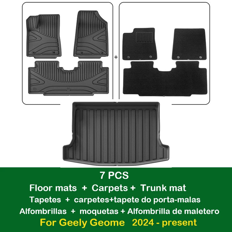 Car Floor Mats for Geely Geome 2024-present Cargo Liner Back Seat Covers Waterproof Non-slip Trunk Mat Customized Car Carpets