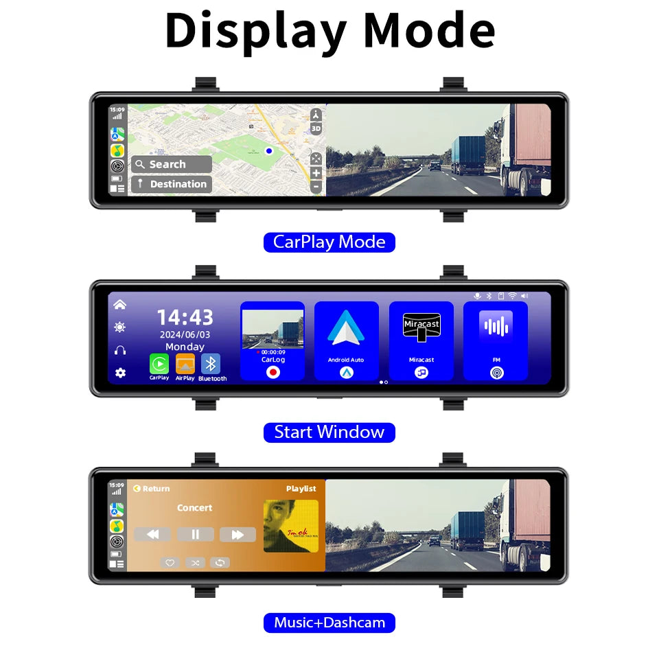 4K Dash Cam Car DVR with 5G WiFi BT FM AUX GPS Optional 1080P Rear View Camera Car Camera Recorder for Android Carplay Driving