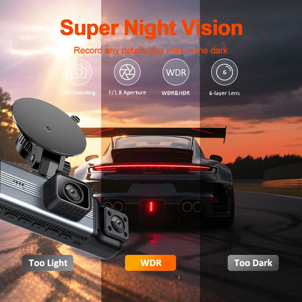 dashcam 4 channels wifi car dvr dashboard cameras for car way back box parking mode 24h front and rear interior 360 dash cam