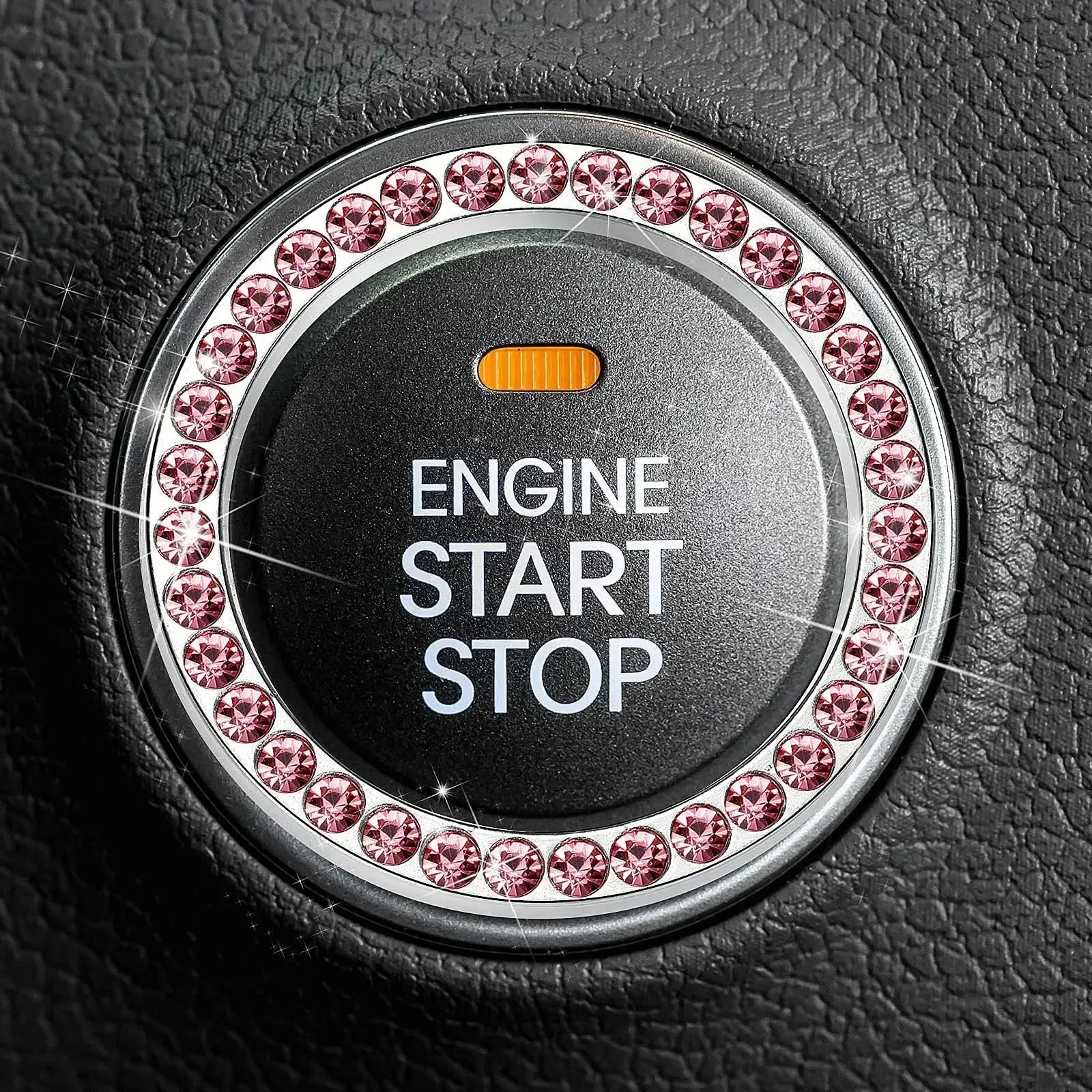 Car with drill, one key start ring, circular decoration, engine ignition ring, flashing rhinestone decoration accessories