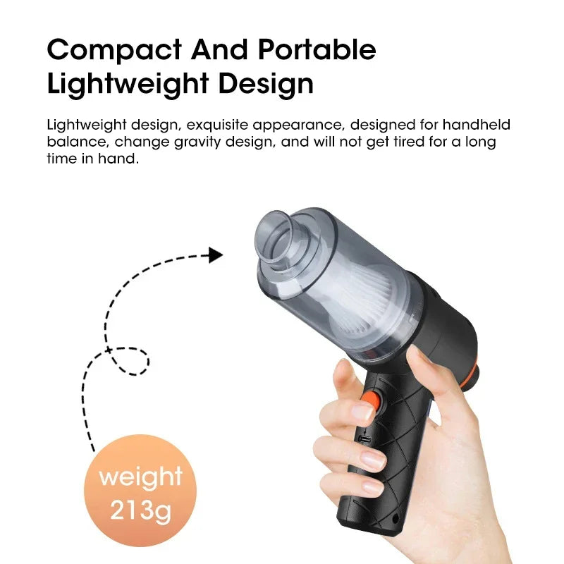 Handheld Car Vacuum Cleaner, 6000Pa Portable Mini High-power Vacuum Cleaner, Suction and Blowing Dual-purpose Pet Hair Cleaner