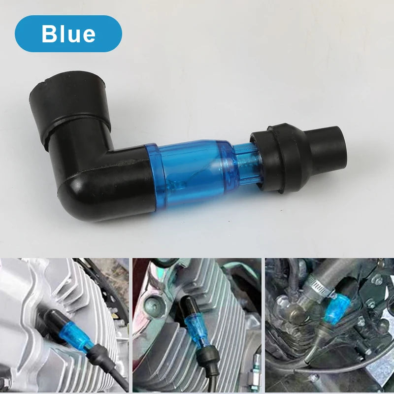 BLALION Motorcycle Flash Spark Plug Cap Universall Motorcycle Ignition Spark Plug Cap 90Degree Flashing Spark Plug Cap For Moto