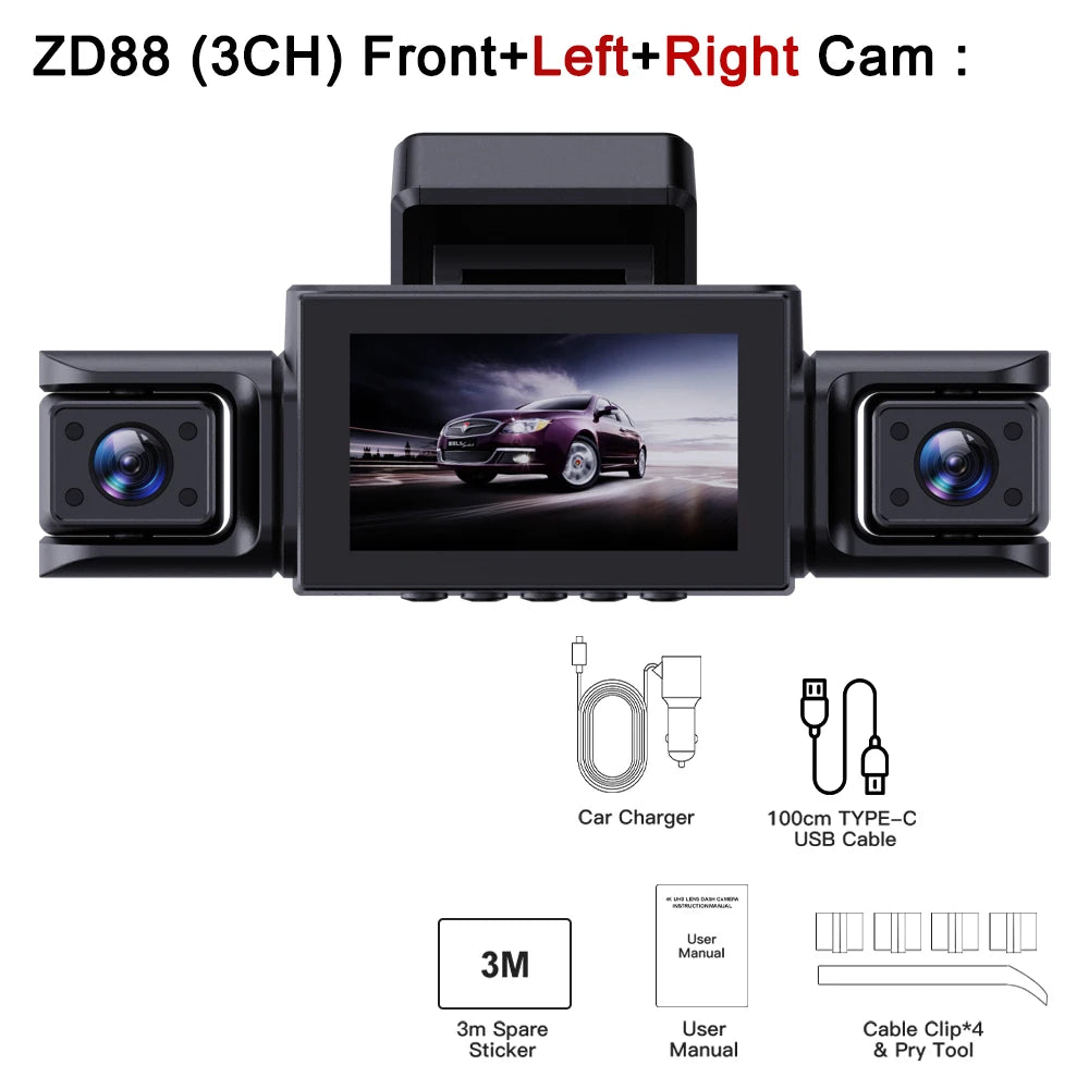 BEPOCAM Dash Cam 4K 4 Channel Front and Rear Inside 360° Car Camera for Cars Built-in WiFi GPS WDR Night Vision 24H Parking Mode