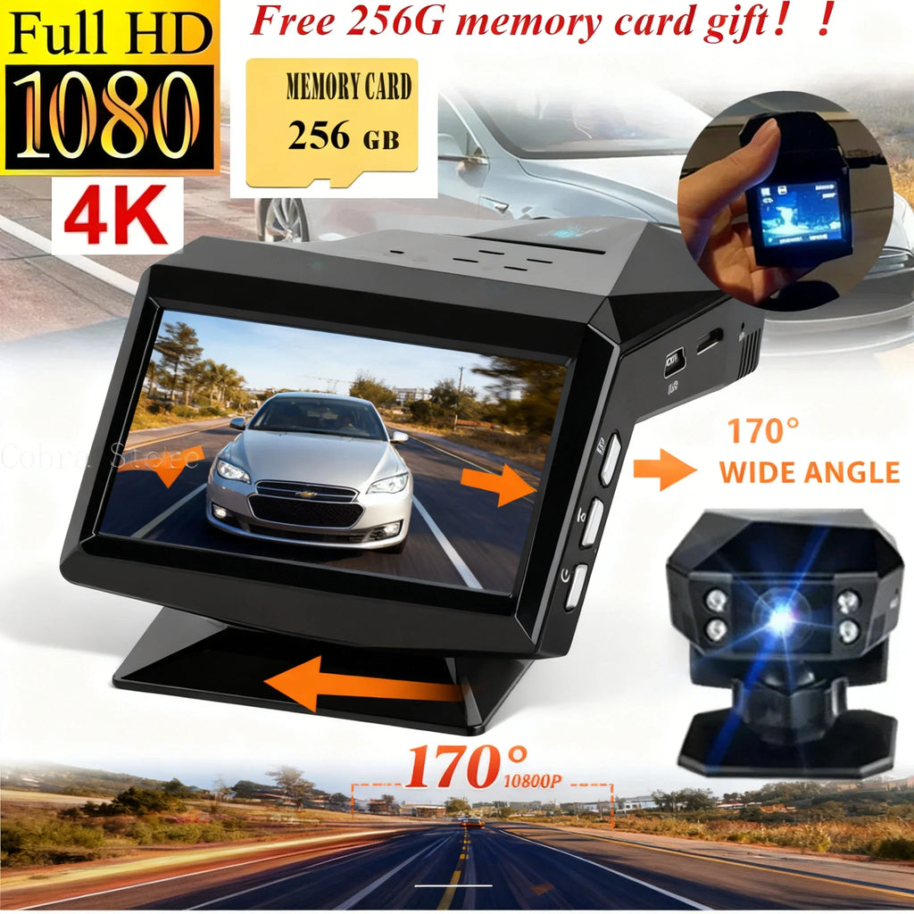 4k HD Car DVR Dash Cam 1080P Video Recorder Free 256G memory card gift 170 Angle Night Vision Car Recorders Cycle Recording Dash