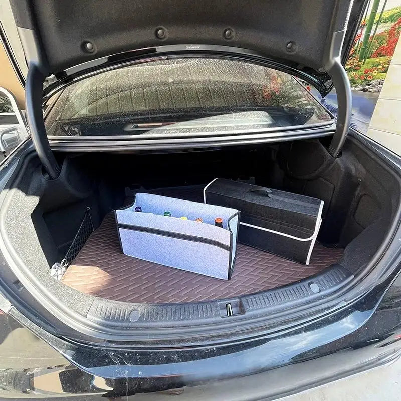 Large Anti-Slip Organizer For Car Trunks – Soft Felt Storage Box With Compartments