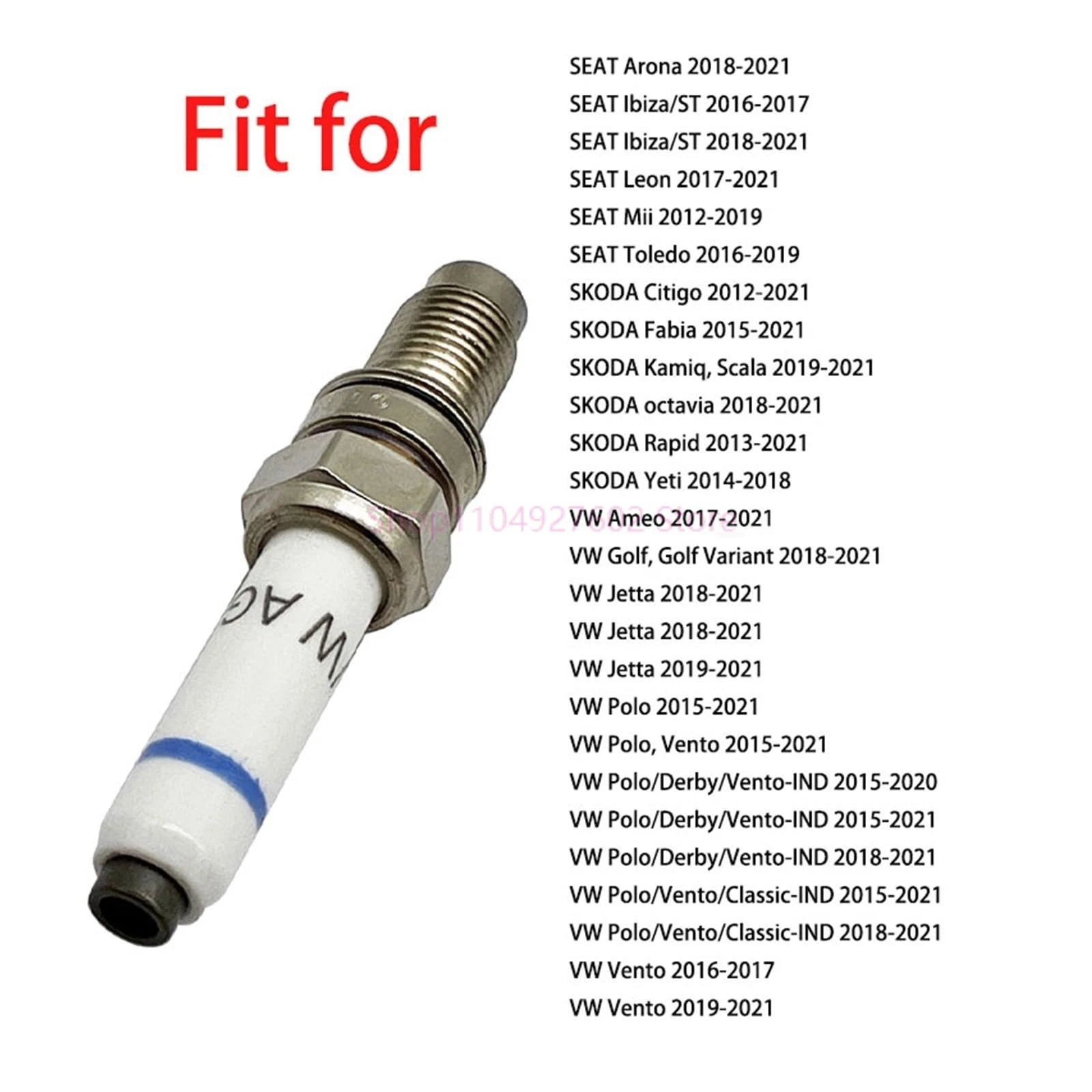 4Pcs Normal Spark Plug 04C905616D for Volkswagen VW Golf Jetta Polo Vento SKODA Yeti Fabia Citigo Rapid SEAT Ibiza Leon Arona